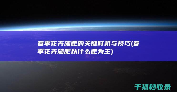 春季花卉施肥的关键时机与技巧 (春季花卉施肥以什么肥为主)