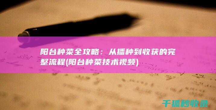 阳台种菜全攻略：从播种到收获的完整流程 (阳台种菜技术视频)